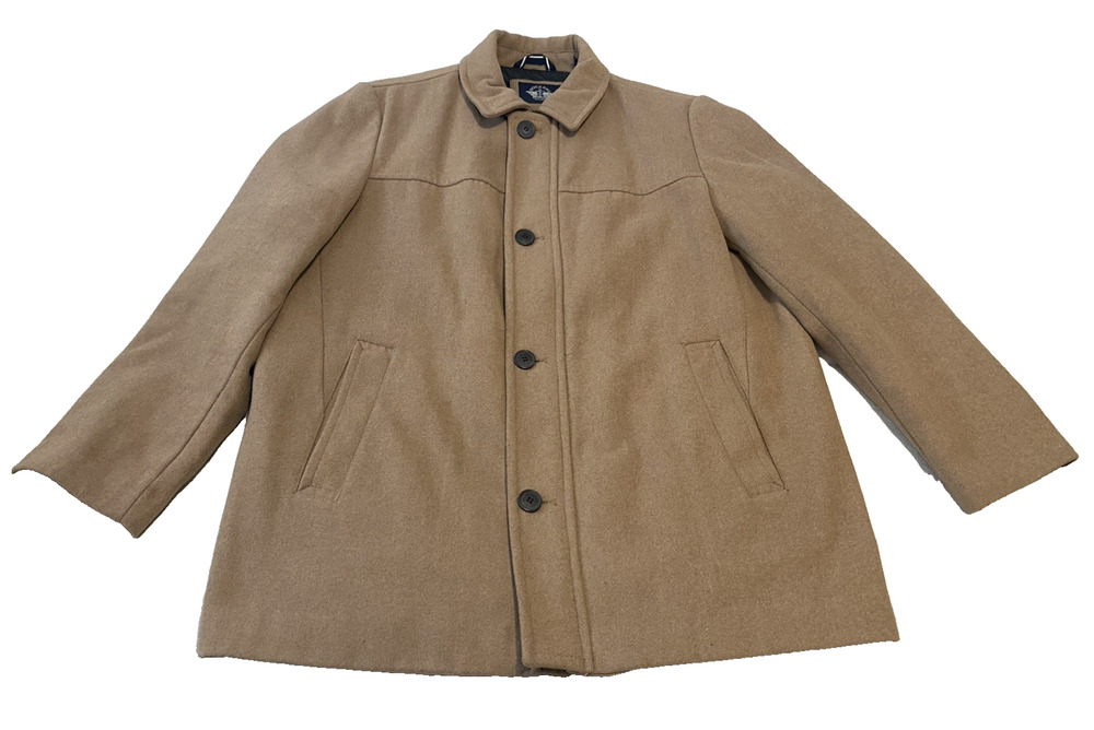 Dockers Mens Wool Blend Jacket Size XL Camel Color Mid Length Office Academia